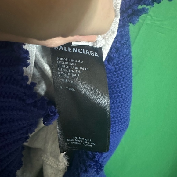 BALENCIAGA destroyed knit layered hybrid campaign hoodie blue NWT - Picture 14 of 16
